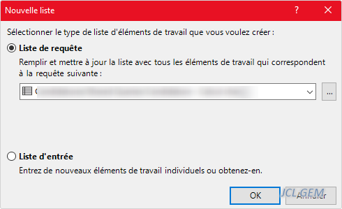 Deux possibilités : Utiliser une requête Devops ou créer ses propres entrées.